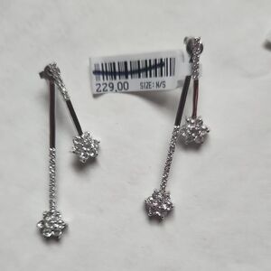 COPY - Landau Silver & CZ Drop Floral Earrings